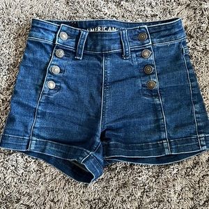 American eagle super stretch jean shorts. Double rows of buttons. Size 0